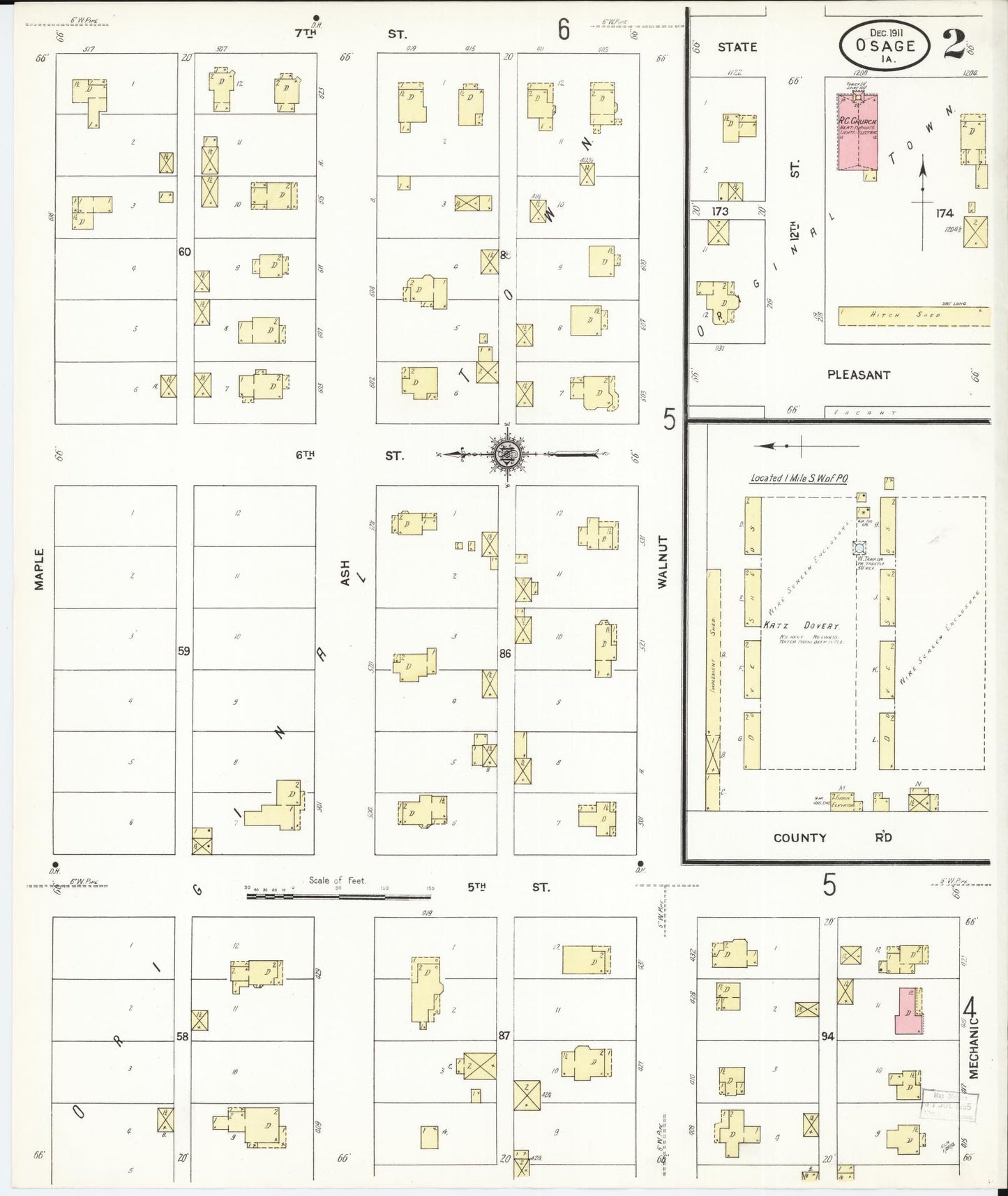 Sanborn Fire Insurance Map from Osage, Mitchell County, Iowa (1911), Sheet #0002 - Historic Sanborn Fire Insurance Map Print