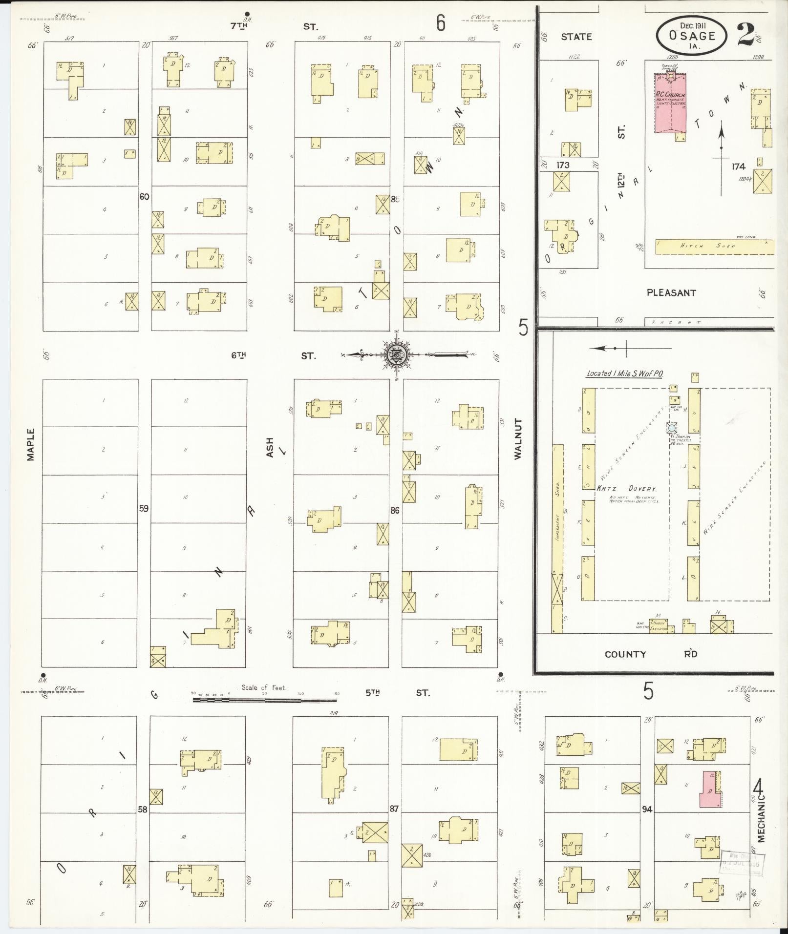 Sanborn Fire Insurance Map from Osage, Mitchell County, Iowa (1911), Sheet #0002 - Historic Sanborn Fire Insurance Map Print