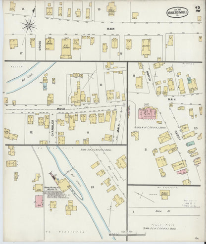 Sanborn Fire Insurance Map from Miners Mills, Luzerne County, Pennsylvania (1897), Sheet #0002 - Historic Sanborn Fire Insurance Map Print, vintage old map wall art, antique decor, genealogy gift, Pennsylvania Pennsylvania map