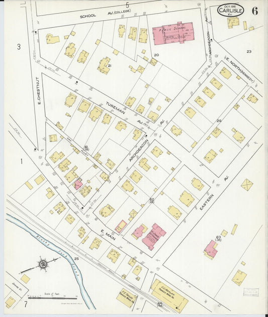 Sanborn Fire Insurance Map from Carlisle, Nicholas County, Kentucky (1916), Sheet #0006 - Historic Sanborn Fire Insurance Map Print, vintage old map wall art, antique decor, genealogy gift, Kentucky Kentucky map