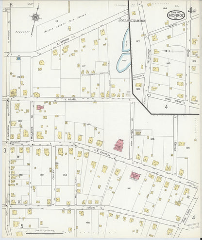 Sanborn Fire Insurance Map from Monroe, Walton County, Georgia (1916), Sheet #0004 - Complete Map Set gallery image, historic Sanborn map, vintage wall art, Georgia Georgia