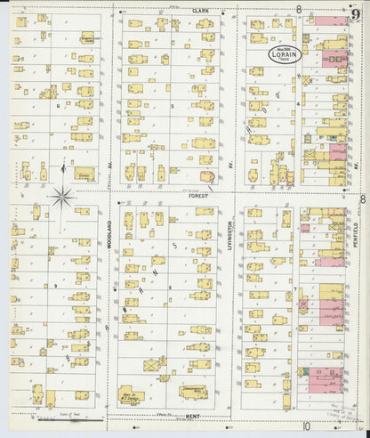 Sanborn Fire Insurance Map from Lorain, Lorain County, Ohio (1900), Sheet #0009 - Complete Map Set gallery image, historic Sanborn map, vintage wall art, Ohio Ohio