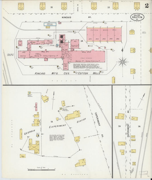 Sanborn Fire Insurance Map from Griffin, Spalding County, Georgia (1900), Sheet #0002 - Historic Sanborn Fire Insurance Map Print, vintage old map wall art, antique decor, genealogy gift, Georgia Georgia map