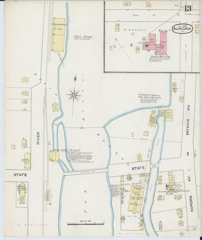 Sanborn Fire Insurance Map from Aurora, Kane County, Illinois (1888), Sheet #0013 - Complete Map Set gallery image, historic Sanborn map, vintage wall art, Illinois Illinois