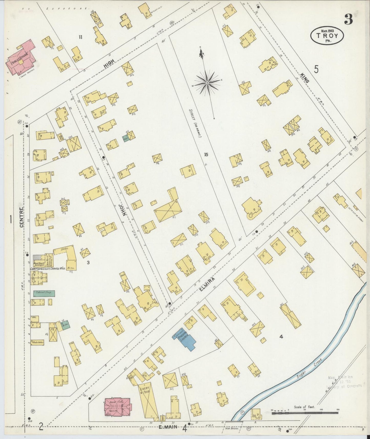 Sanborn Fire Insurance Map from Troy, Bradford County, Pennsylvania (1903), Sheet #0003 - Complete Map Set gallery image, historic Sanborn map, vintage wall art, Pennsylvania Pennsylvania