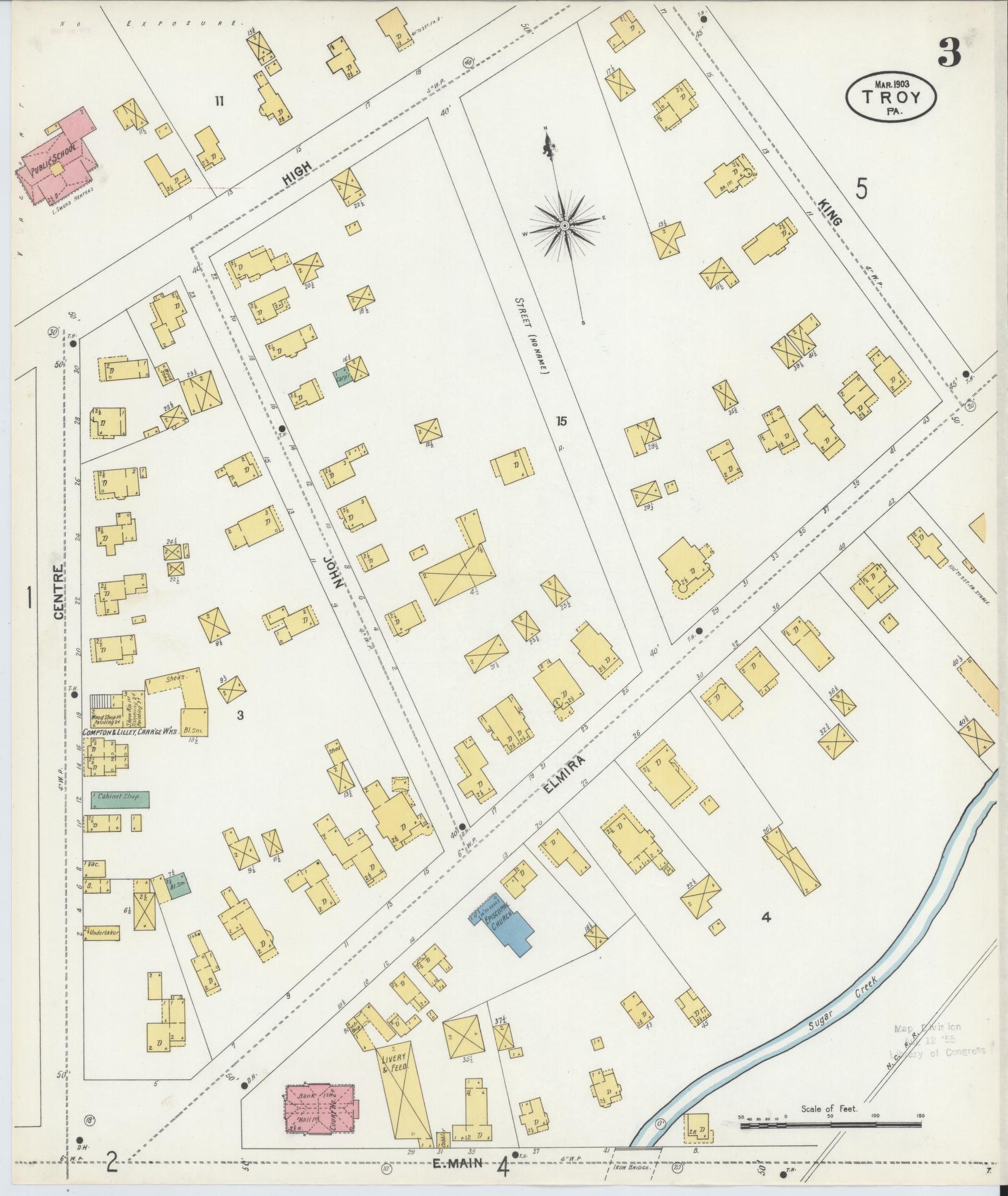 Sanborn Fire Insurance Map from Troy, Bradford County, Pennsylvania (1903), Sheet #0003 - Complete Map Set gallery image, historic Sanborn map, vintage wall art, Pennsylvania Pennsylvania