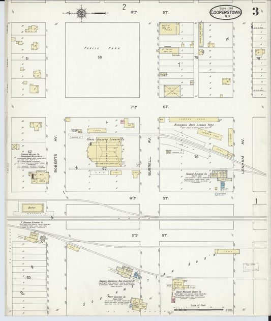 Sanborn Fire Insurance Map from Cooperstown, Griggs County, North Dakota (1914), Sheet #0003 - Historic Sanborn Fire Insurance Map Print, vintage old map wall art, antique decor, genealogy gift, North Dakota North Dakota map