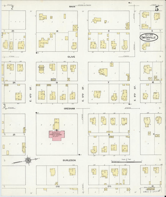 Sanborn Fire Insurance Map from Smithville, Bastrop County, Texas (1909), Sheet #0005 - Historic Sanborn Fire Insurance Map Print, vintage old map wall art, antique decor, genealogy gift, Texas Texas map