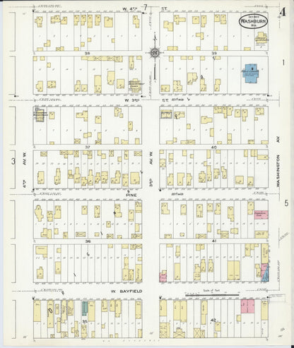 Sanborn Fire Insurance Map from Washburn, Bayfield County, Wisconsin (1909), Sheet #0004 - Complete Map Set gallery image, historic Sanborn map, vintage wall art, Wisconsin Wisconsin