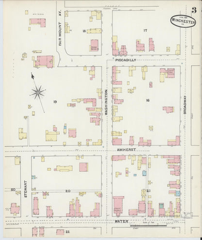 Sanborn Fire Insurance Map from Winchester, Independent Cities, Virginia (1891), Sheet #0003 - Complete Map Set gallery image, historic Sanborn map, vintage wall art, Virginia Virginia