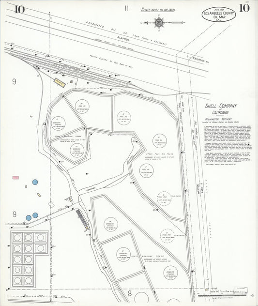 Sanborn Fire Insurance Map from Los Angeles Co., Los Angeles County, California (1924), Sheet #0010 - Historic Sanborn Fire Insurance Map Print, vintage old map wall art, antique decor, genealogy gift, California California map