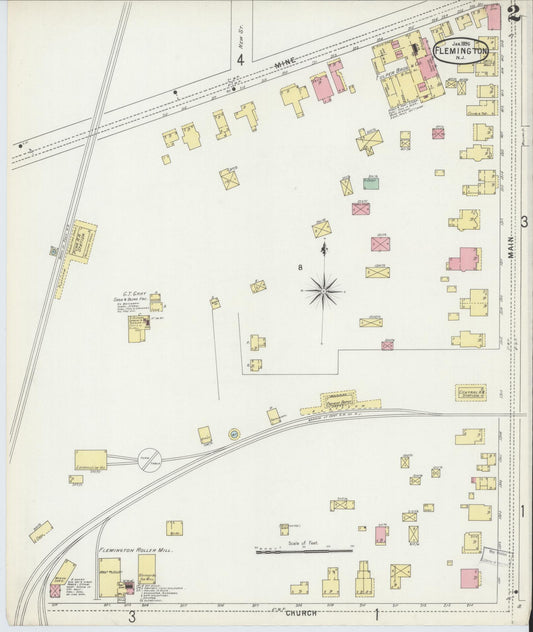 Sanborn Fire Insurance Map from Flemington, Hunterdon County, New Jersey (1896), Sheet #0002 - Historic Sanborn Fire Insurance Map Print, vintage old map wall art, antique decor, genealogy gift, New Jersey New Jersey map