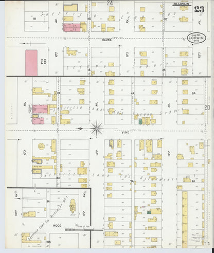 Sanborn Fire Insurance Map from Lorain, Lorain County, Ohio (1905), Sheet #0023 - Historic Sanborn Fire Insurance Map Print, vintage old map wall art, antique decor, genealogy gift, Ohio Ohio map
