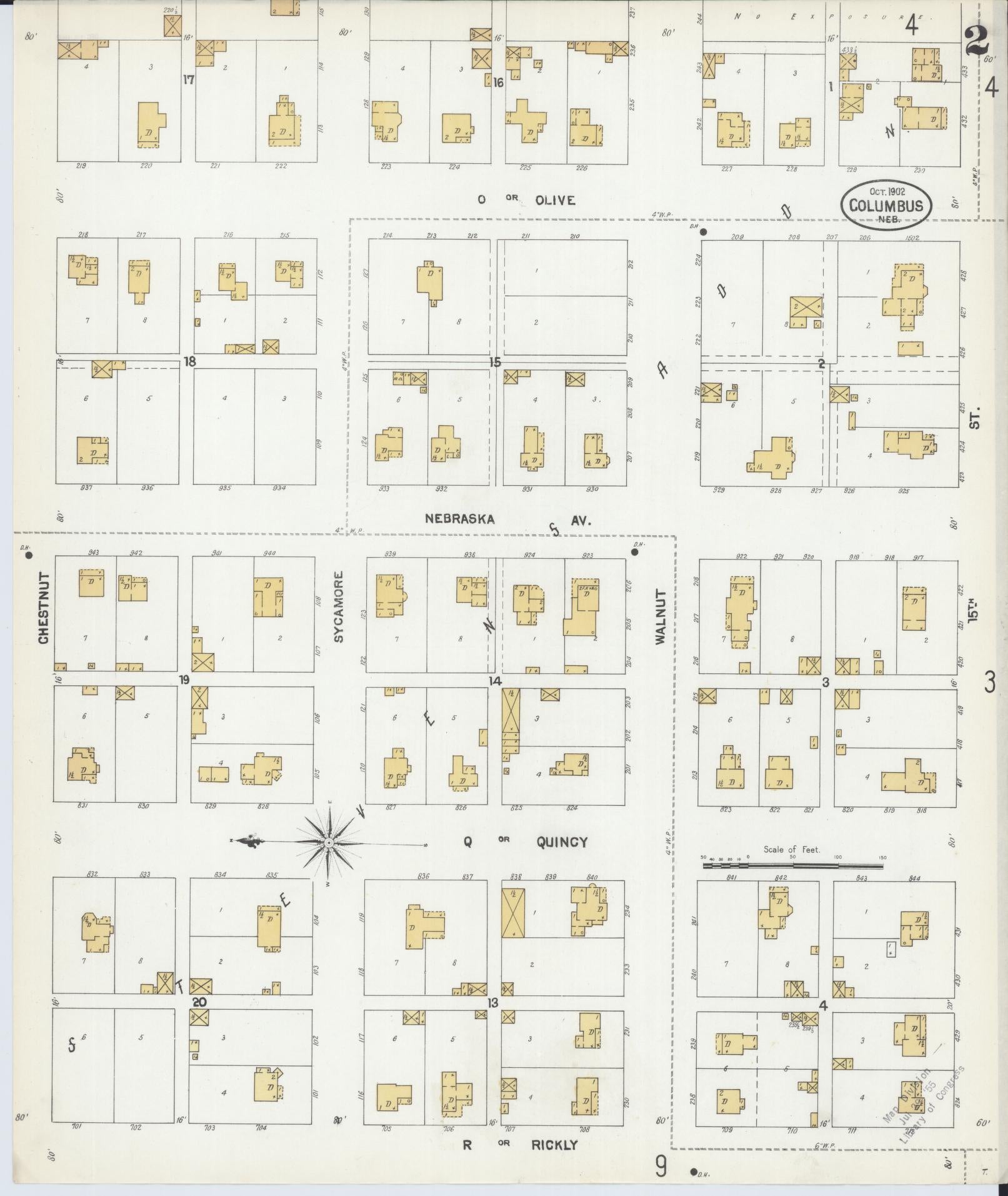 Sanborn Fire Insurance Map from Columbus, Platte County, Nebraska (1902), Sheet #0002 - Complete Map Set gallery image, historic Sanborn map, vintage wall art, Nebraska Nebraska