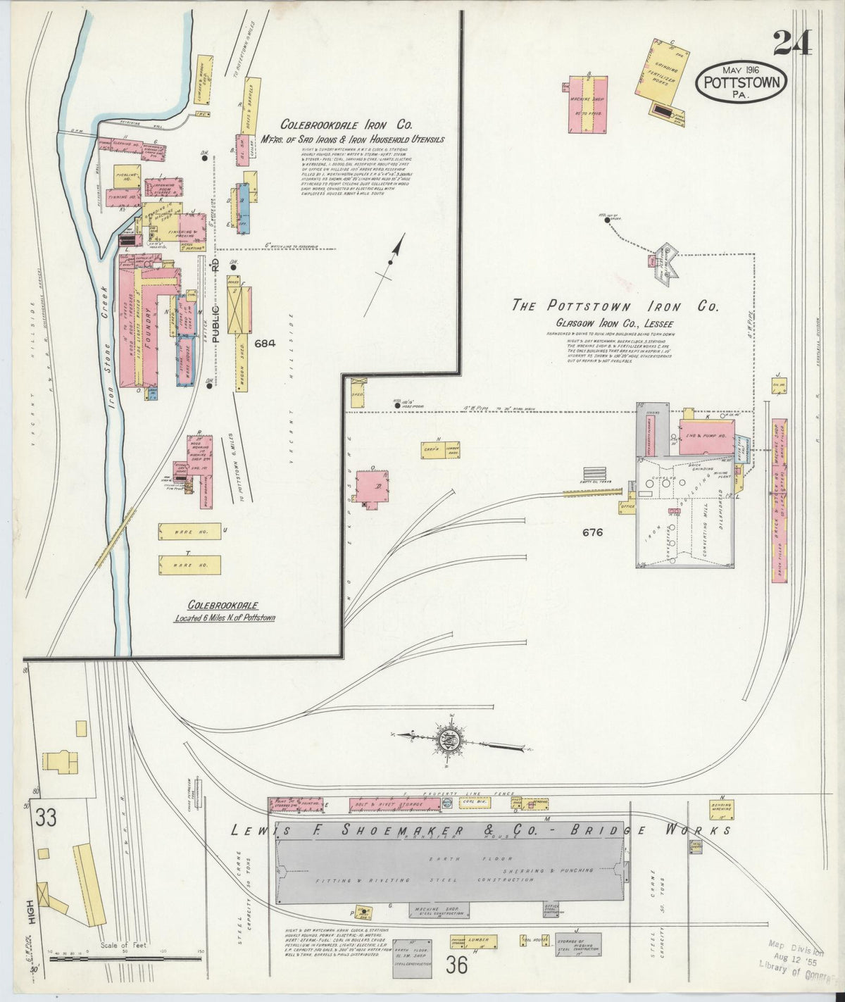 Sanborn Fire Insurance Map from Pottstown, Montgomery County, Pennsylvania (1916), Sheet #0024 - Complete Map Set gallery image, historic Sanborn map, vintage wall art, Pennsylvania Pennsylvania