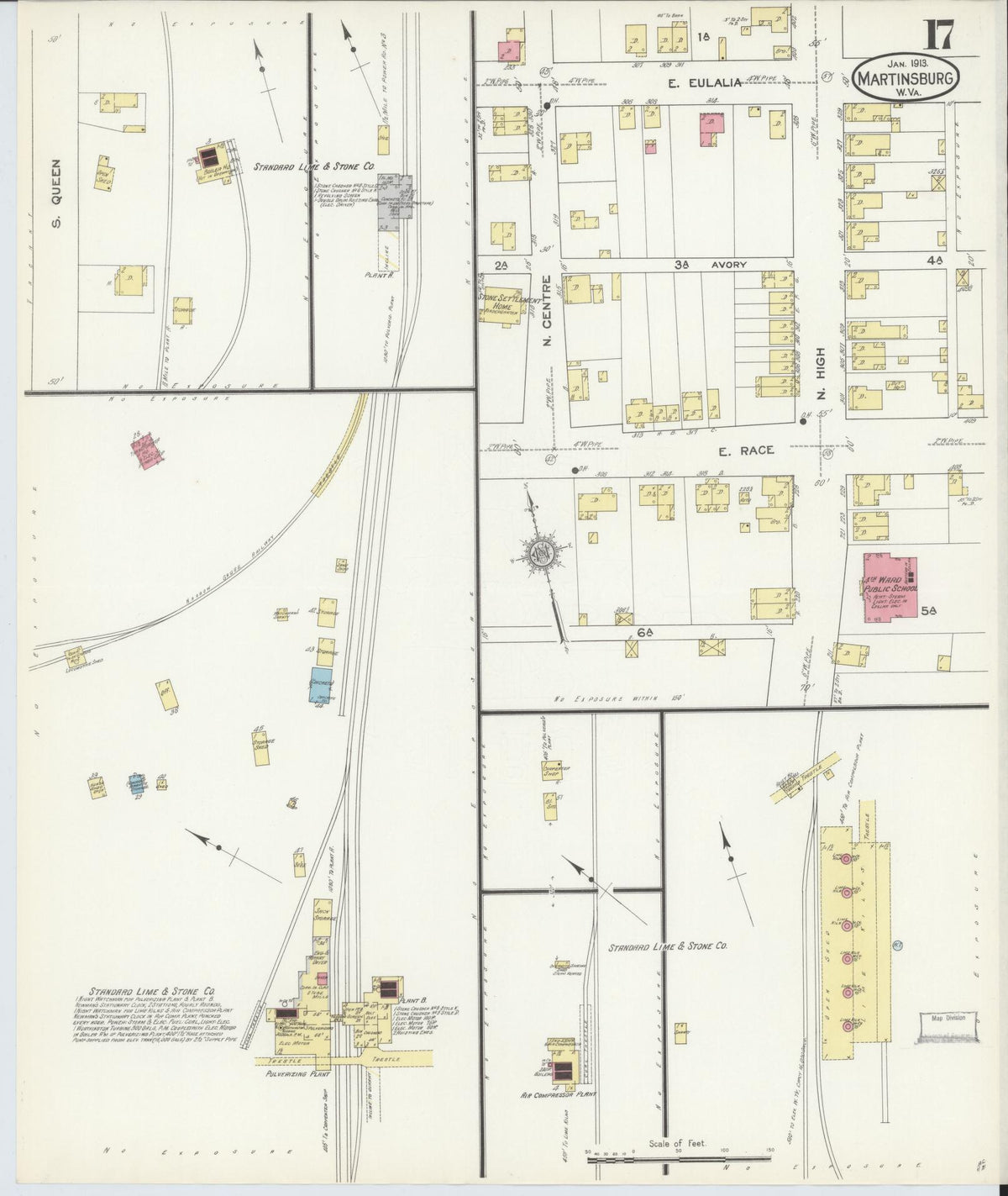 Sanborn Fire Insurance Map from Martinsburg, Berkeley County, West Virginia (1913), Sheet #0017 - Complete Map Set gallery image, historic Sanborn map, vintage wall art, West Virginia West Virginia