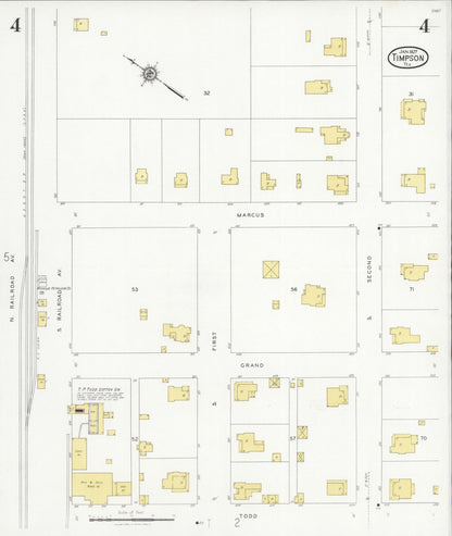 Sanborn Fire Insurance Map from Timpson, Shelby County, Texas (1927), Sheet #0004 - Complete Map Set gallery image, historic Sanborn map, vintage wall art, Texas Texas