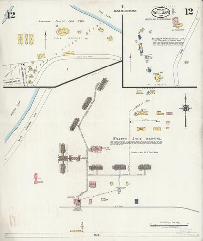Sanborn Fire Insurance Map from Willmar, Kandiyohi County, Minnesota (1925), Sheet #0012 - Historic Sanborn Fire Insurance Map Print, vintage old map wall art, antique decor, genealogy gift, Minnesota Minnesota map