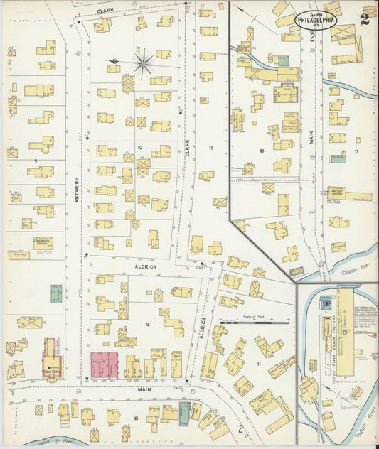 Sanborn Fire Insurance Map from Philadelphia, Jefferson County, New York (1903), Sheet #0002 - Historic Sanborn Fire Insurance Map Print, vintage old map wall art, antique decor, genealogy gift, New York New York map