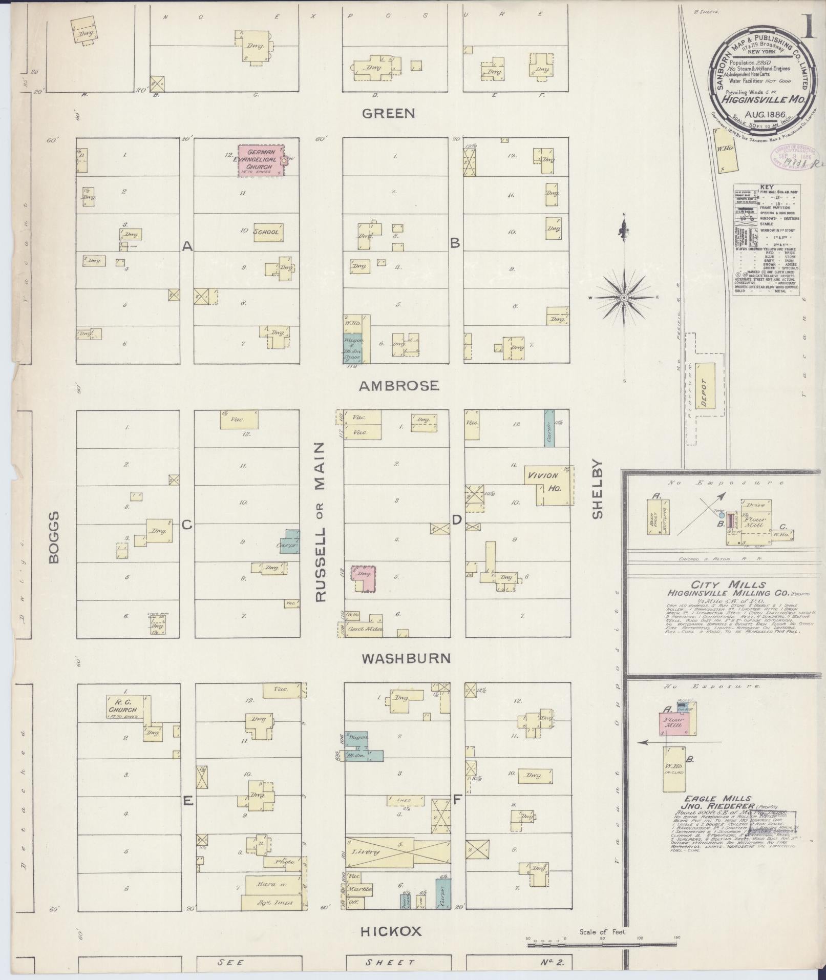 Sanborn Fire Insurance Map from Higginsville, Lafayette County, Missouri. (1886) – Historic Sanborn Fire Insurance Map Print