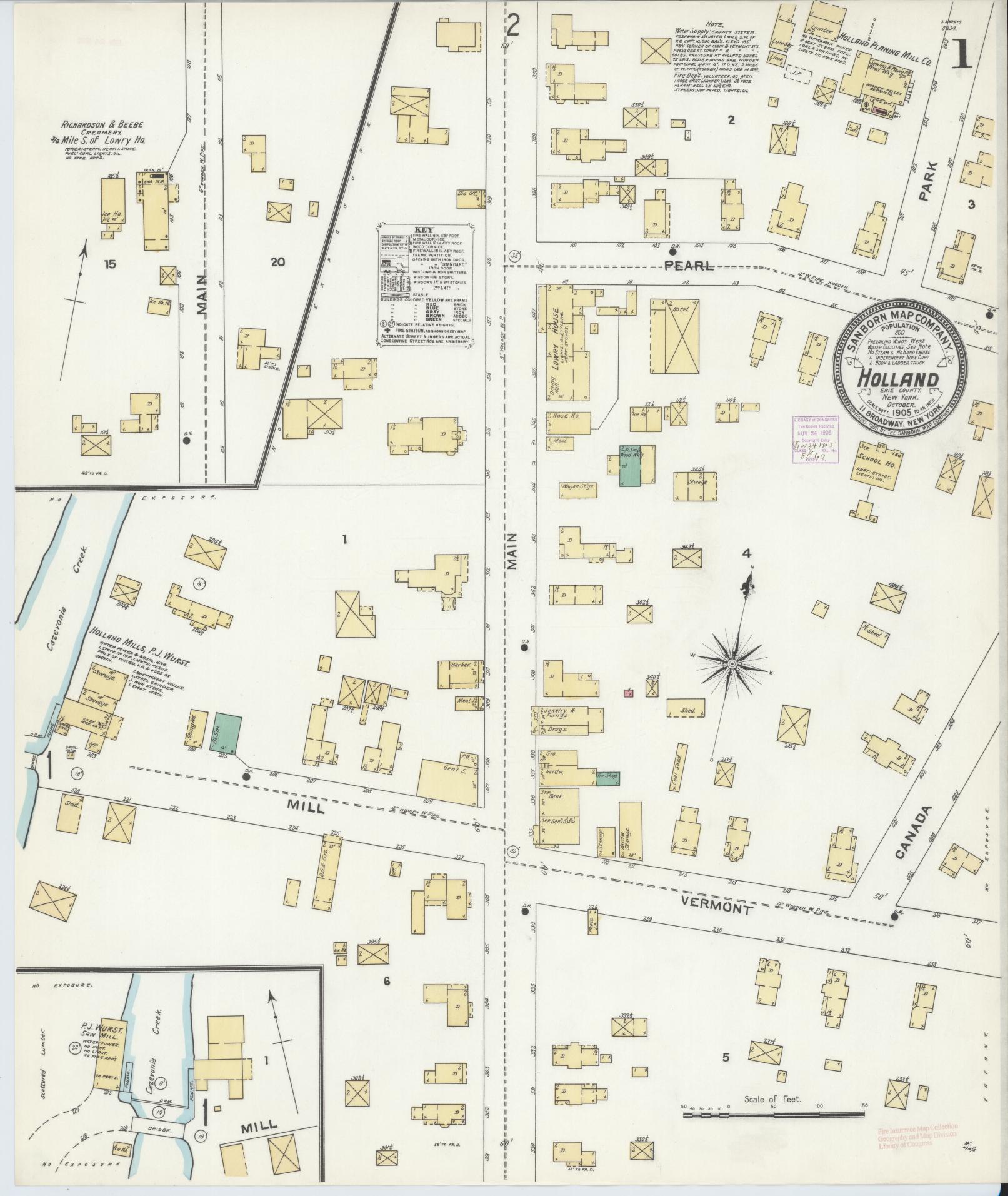 Sanborn Fire Insurance Map from Holland, Erie County, New York. (1905) – Historic Sanborn Fire Insurance Map Print