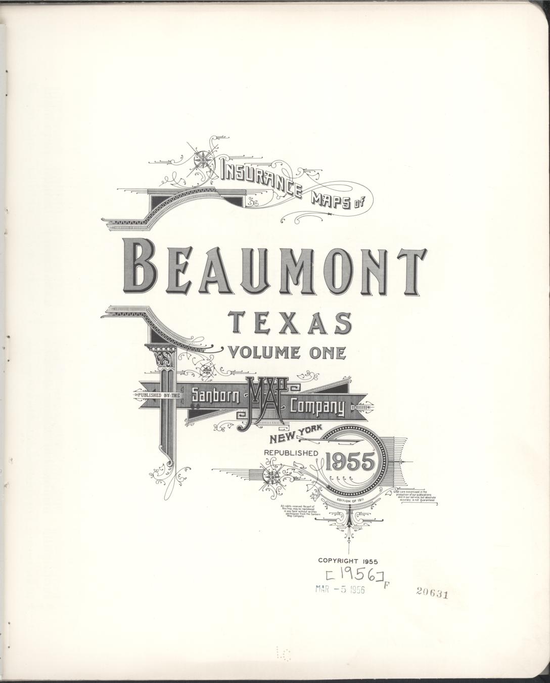 Sanborn Fire Insurance Map from Beaumont, Jefferson County, Texas (1955), Sheet #0001 - Historic Sanborn Fire Insurance Map Print, vintage old map wall art, antique decor, genealogy gift, Texas Texas map