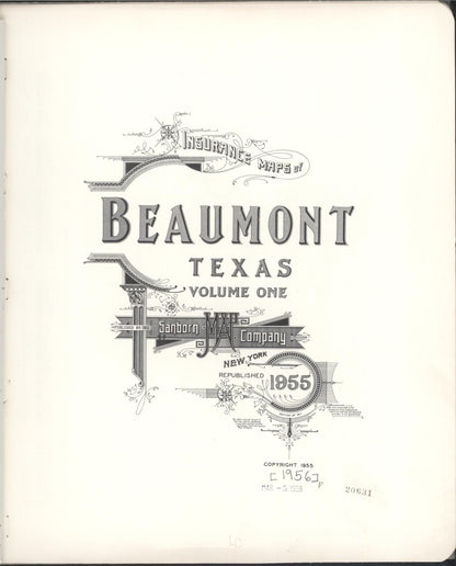 Sanborn Fire Insurance Map from Beaumont, Jefferson County, Texas (1955), Sheet #0001 - Historic Sanborn Fire Insurance Map Print, vintage old map wall art, antique decor, genealogy gift, Texas Texas map