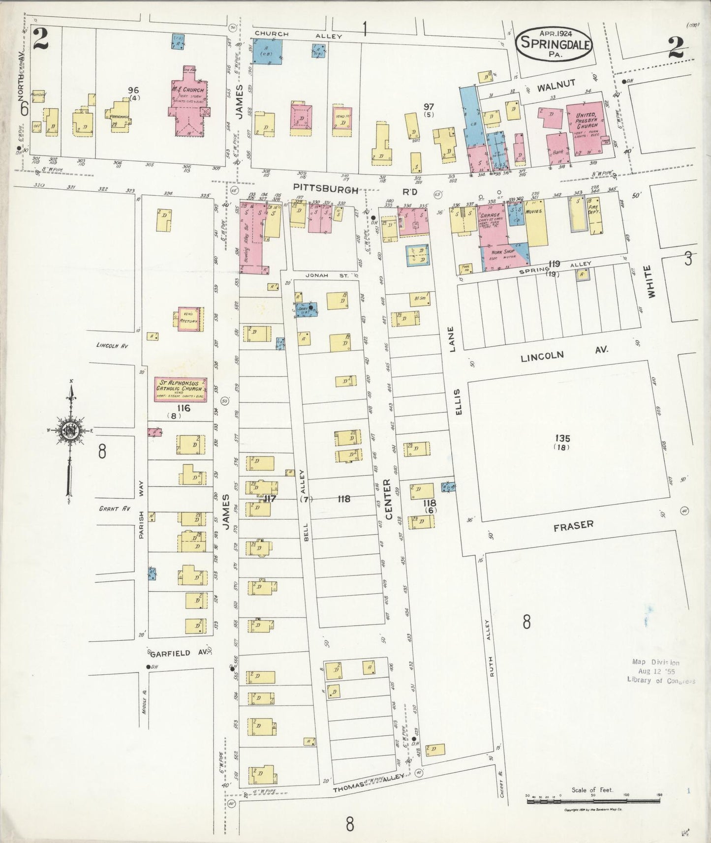 Sanborn Fire Insurance Map from Springdale, Allegheny County, Pennsylvania (1924), Sheet #0002 - Complete Map Set gallery image, historic Sanborn map, vintage wall art, Pennsylvania Pennsylvania
