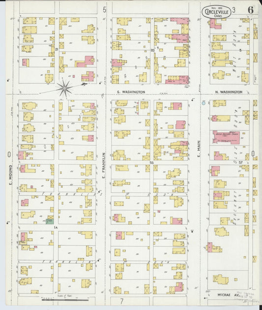 Sanborn Fire Insurance Map from Circleville, Pickaway County, Ohio (1899), Sheet #0006 - Historic Sanborn Fire Insurance Map Print, vintage old map wall art, antique decor, genealogy gift, Ohio Ohio map