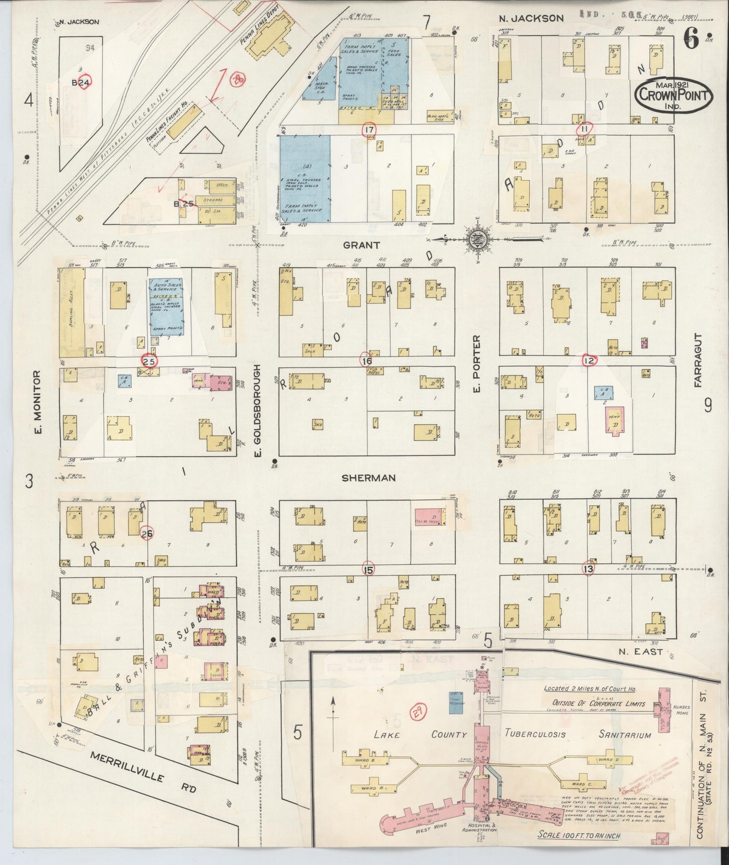 Sanborn Fire Insurance Map from Crown Point, Lake County, Indiana (1948), Sheet #0006 - Complete Map Set gallery image, historic Sanborn map, vintage wall art, Indiana Indiana
