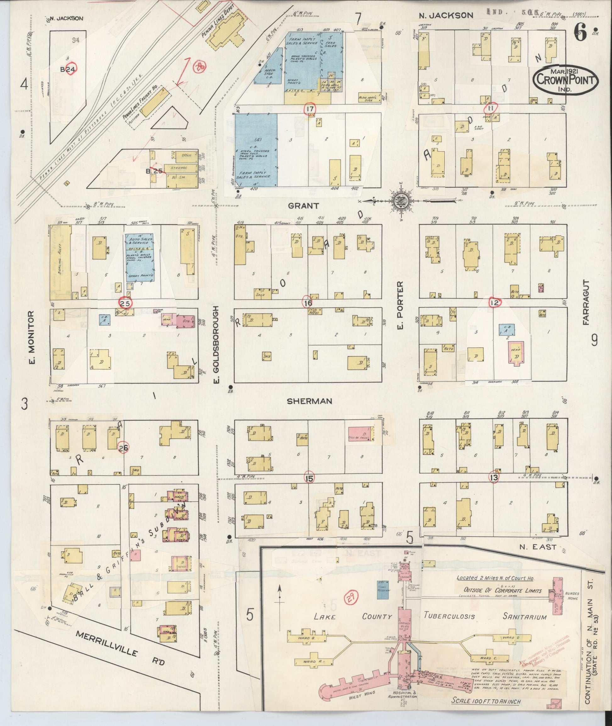 Sanborn Fire Insurance Map from Crown Point, Lake County, Indiana (1948), Sheet #0006 - Complete Map Set gallery image, historic Sanborn map, vintage wall art, Indiana Indiana