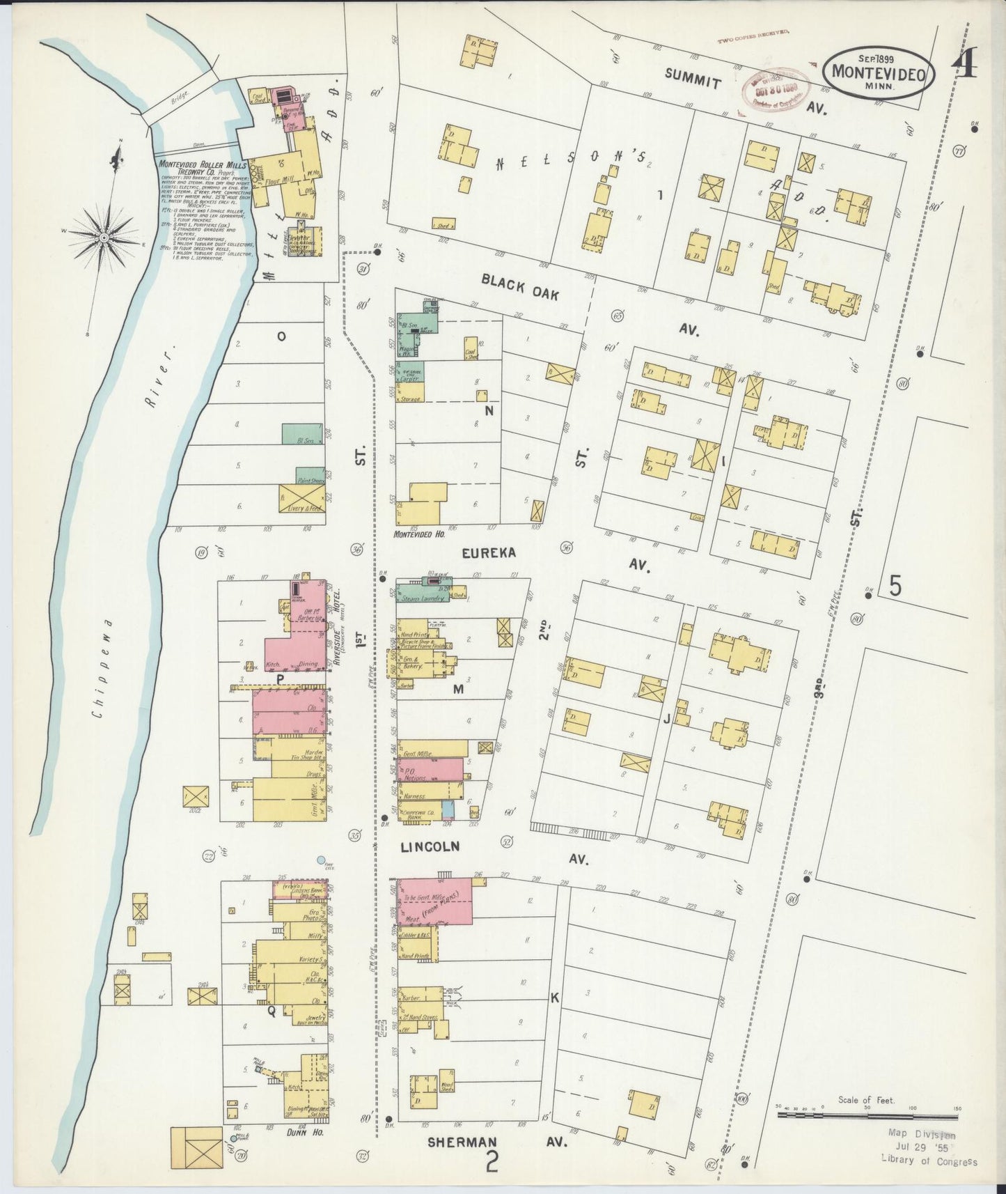 Sanborn Fire Insurance Map from Montevideo, Chippewa County, Minnesota (1899), Sheet #0004 - Complete Map Set gallery image, historic Sanborn map, vintage wall art, Minnesota Minnesota