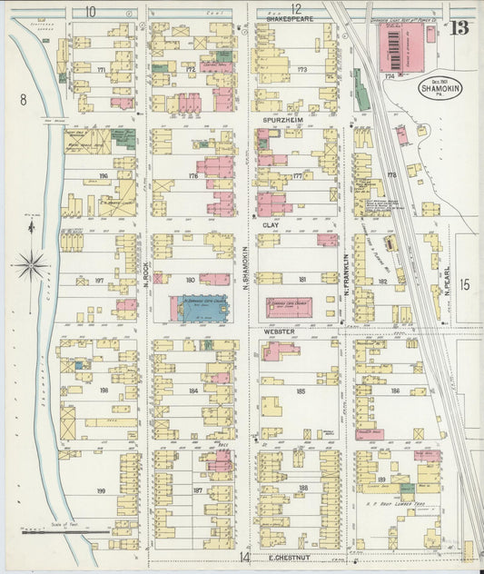Sanborn Fire Insurance Map from Shamokin, Northumberland County, Pennsylvania (1901), Sheet #0013 - Historic Sanborn Fire Insurance Map Print, vintage old map wall art, antique decor, genealogy gift, Pennsylvania Pennsylvania map