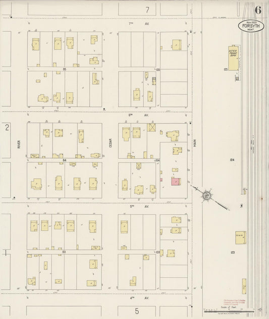 Sanborn Fire Insurance Map from Forsyth, Rosebud County, Montana (1920), Sheet #0006 - Historic Sanborn Fire Insurance Map Print, vintage old map wall art, antique decor, genealogy gift, Montana Montana map