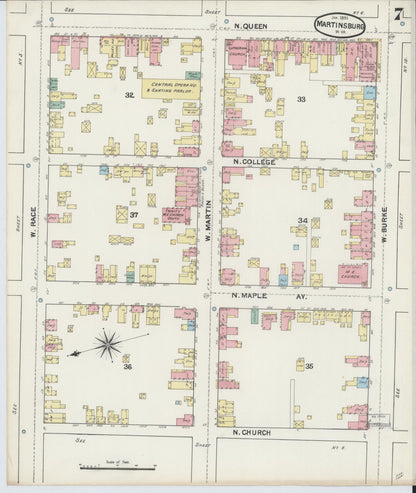 Sanborn Fire Insurance Map from Martinsburg, Berkeley County, West Virginia (1891), Sheet #0007 - Complete Map Set gallery image, historic Sanborn map, vintage wall art, West Virginia West Virginia