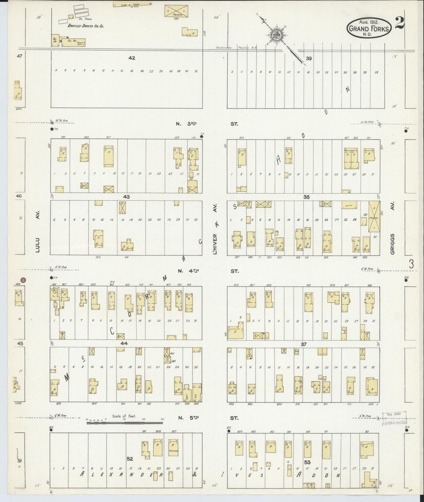 Sanborn Fire Insurance Map from Grand Forks, Grand Forks County, North Dakota (1912), Sheet #0002 - Complete Map Set gallery image, historic Sanborn map, vintage wall art, North Dakota North Dakota