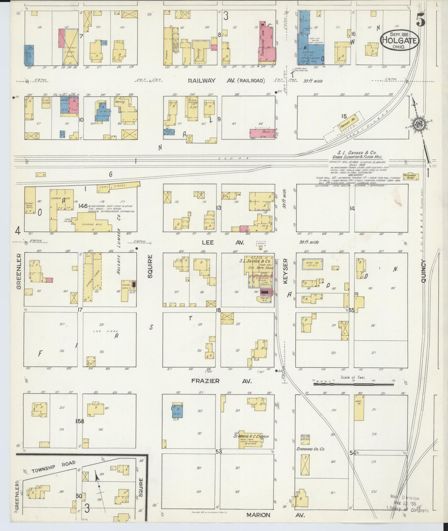 Sanborn Fire Insurance Map from Holgate, Henry County, Ohio (1916), Sheet #0005 - Historic Sanborn Fire Insurance Map Print, vintage old map wall art, antique decor, genealogy gift, Ohio Ohio map