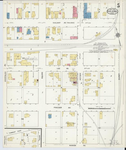 Sanborn Fire Insurance Map from Holgate, Henry County, Ohio (1916), Sheet #0005 - Historic Sanborn Fire Insurance Map Print, vintage old map wall art, antique decor, genealogy gift, Ohio Ohio map