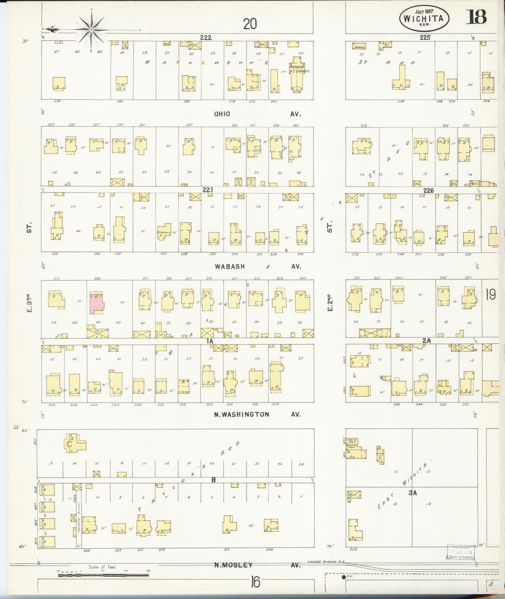 Sanborn Fire Insurance Map from Wichita, Sedgwick County, Kansas (1897), Sheet #0018 - Historic Sanborn Fire Insurance Map Print, vintage old map wall art, antique decor, genealogy gift, Kansas Kansas map
