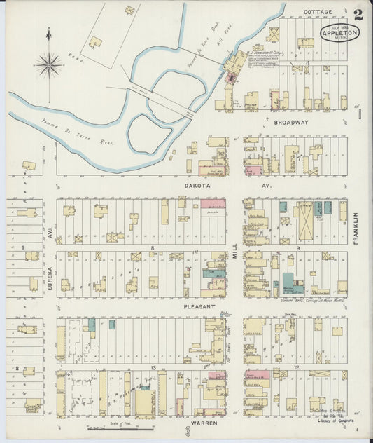 Sanborn Fire Insurance Map from Appleton, Swift County, Minnesota (1894), Sheet #0002 - Historic Sanborn Fire Insurance Map Print, vintage old map wall art, antique decor, genealogy gift, Minnesota Minnesota map