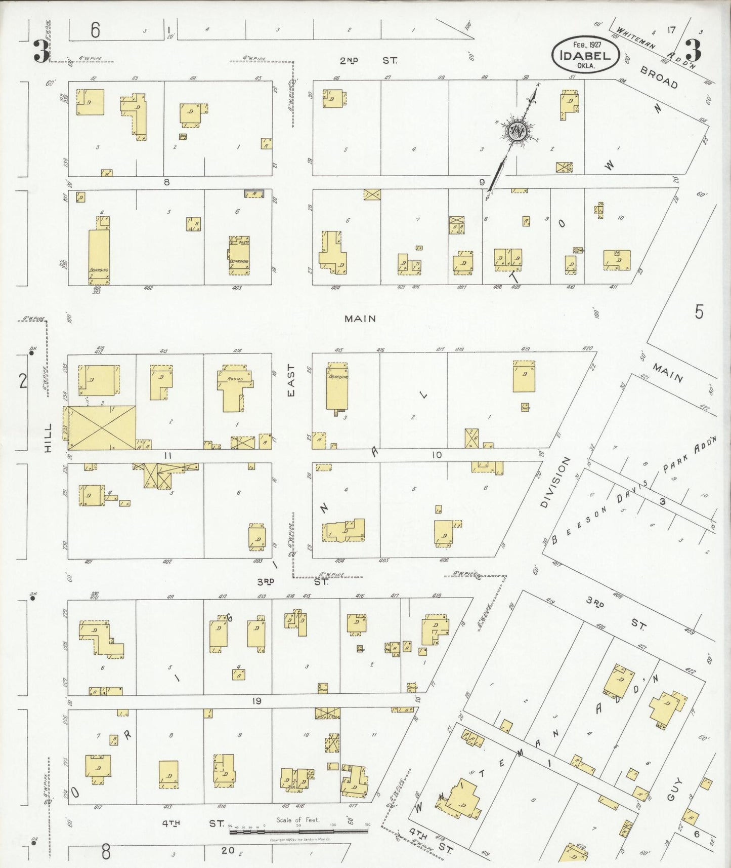Sanborn Fire Insurance Map from Idabel, McCurtain County, Oklahoma (1927), Sheet #0003 - Complete Map Set gallery image, historic Sanborn map, vintage wall art, Oklahoma Oklahoma