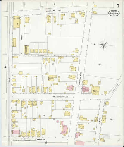 Sanborn Fire Insurance Map from Augusta, Bracken County, Kentucky (1909), Sheet #0007 - Complete Map Set gallery image, historic Sanborn map, vintage wall art, Kentucky Kentucky