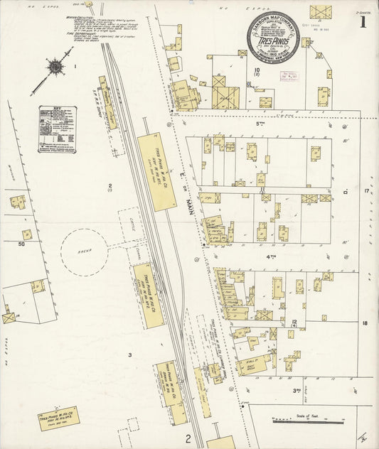 Sanborn Fire Insurance Map from Tres Pinos, San Benito County, California (1910), Sheet #0001 - Complete Map Set gallery image, historic Sanborn map, vintage wall art, California California