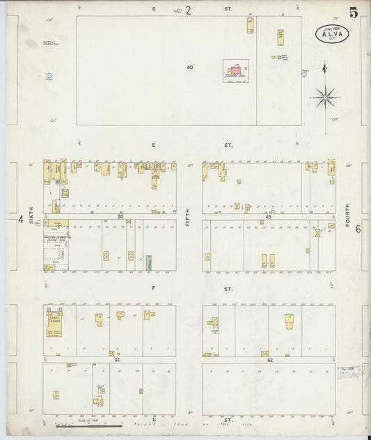 Sanborn Fire Insurance Map from Alva, Woods County, Oklahoma (1898), Sheet #0005 - Historic Sanborn Fire Insurance Map Print, vintage old map wall art, antique decor, genealogy gift, Oklahoma Oklahoma map