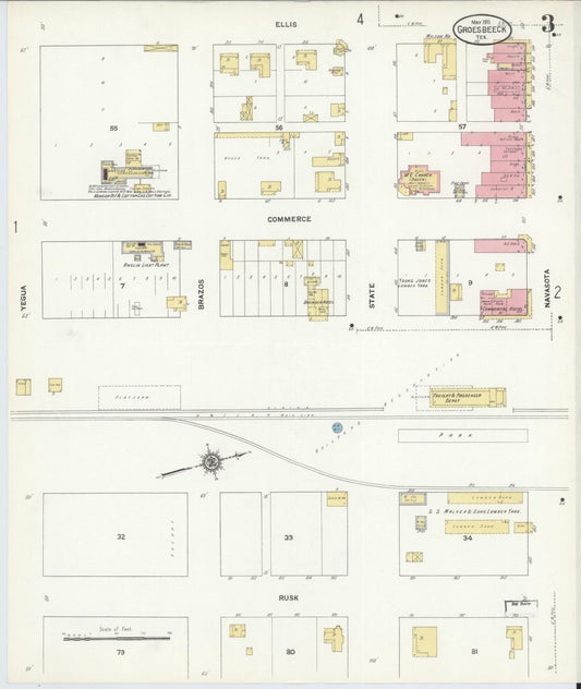 Sanborn Fire Insurance Map from Groesbeck, Limestone County, Texas (1911), Sheet #0003 - Historic Sanborn Fire Insurance Map Print, vintage old map wall art, antique decor, genealogy gift, Texas Texas map