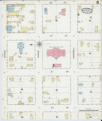 Sanborn Fire Insurance Map from Geneva, Kane County, Illinois (1891), Sheet #0003 - Complete Map Set gallery image, historic Sanborn map, vintage wall art, Illinois Illinois