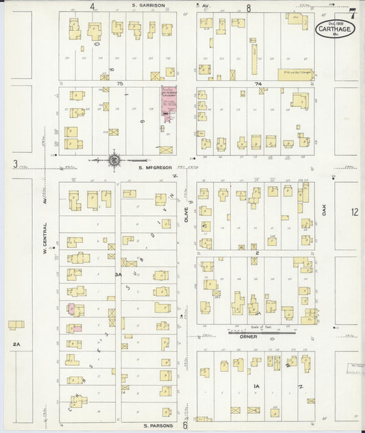 Sanborn Fire Insurance Map from Carthage, Jasper County, Missouri (1909), Sheet #0007 - Historic Sanborn Fire Insurance Map Print, vintage old map wall art, antique decor, genealogy gift, Missouri Missouri map