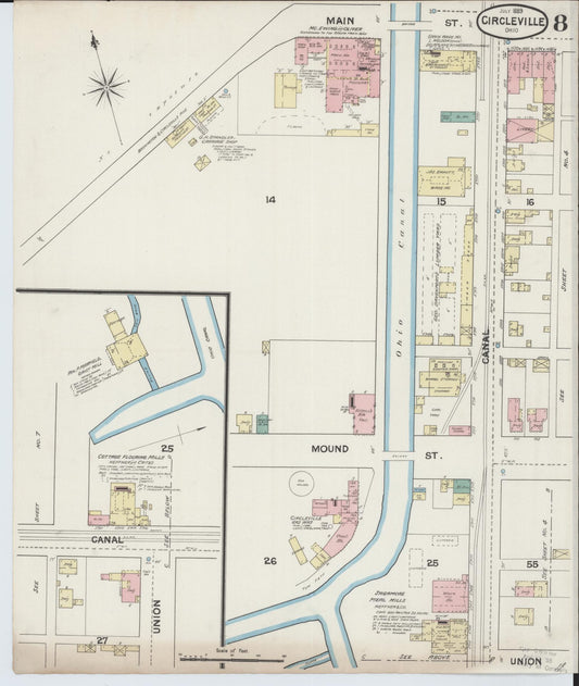Sanborn Fire Insurance Map from Circleville, Pickaway County, Ohio (1889), Sheet #0008 - Historic Sanborn Fire Insurance Map Print, vintage old map wall art, antique decor, genealogy gift, Ohio Ohio map