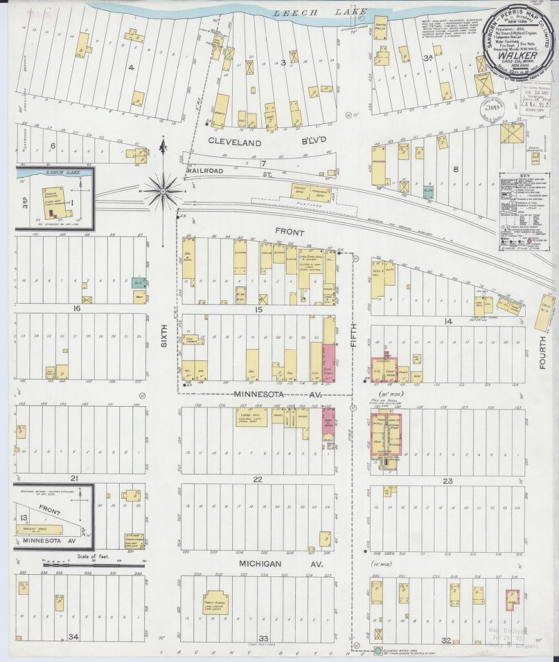 Sanborn Fire Insurance Map from Walker, Cass County, Minnesota. (1900) – Map View