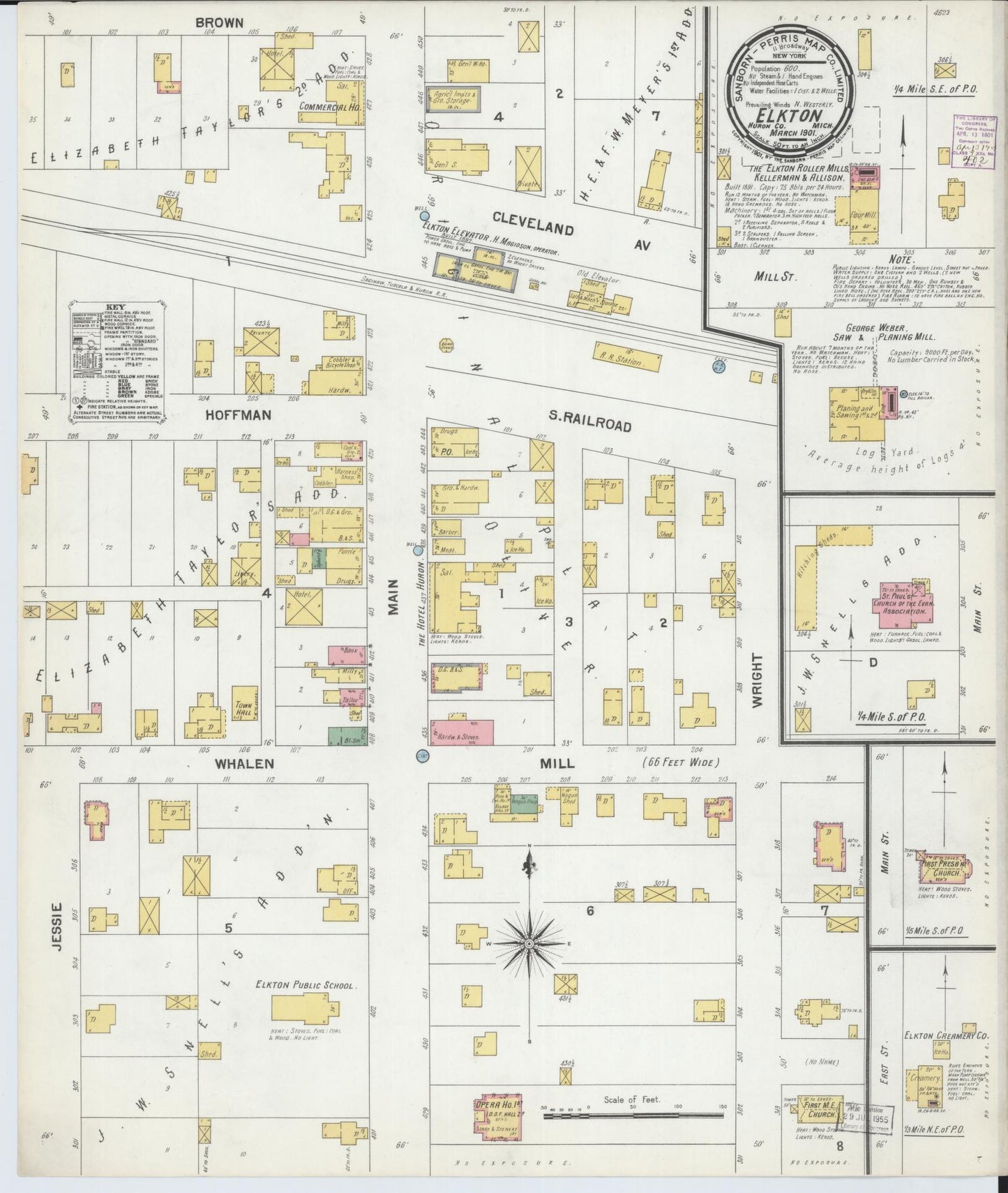 Sanborn Fire Insurance Map from Elkton, Huron County, Michigan (1901), Sheet #0001 - Historic Sanborn Fire Insurance Map Print, vintage old map wall art, antique decor, genealogy gift, Michigan Michigan map